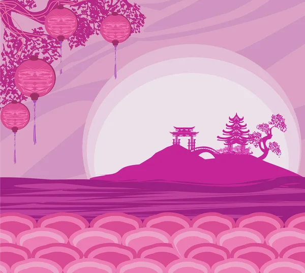 Фестиваль Середины Осени Китайского Нового Года Открытка — стоковый вектор