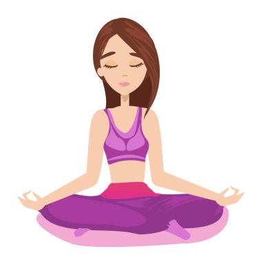 Yoga kızı lotus pozisyonunda.