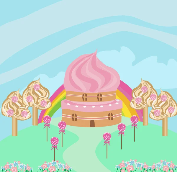 抽象可爱的糖果屋 — 图库矢量图片