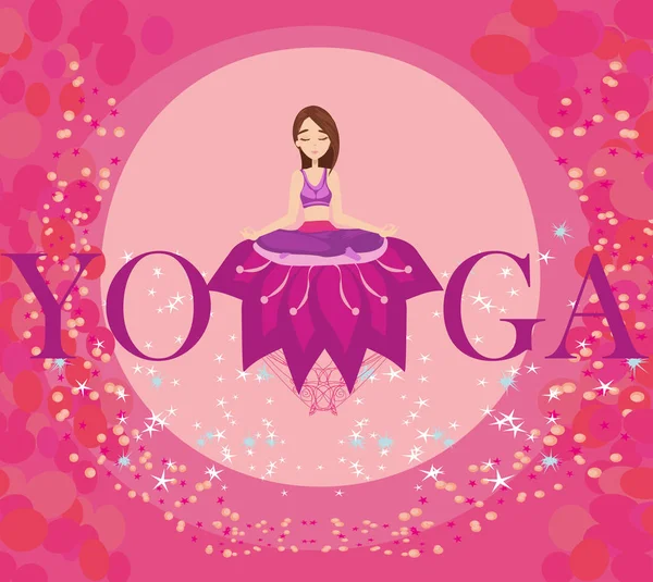Yoga Flicka Lotusställning Abstrakt Kort — Stock vektor