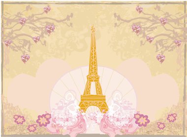 Vintage retro Eyfel Kulesi soyut kartı