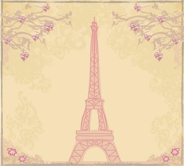 Carte Abstraite Tour Eiffel Rétro Vintage — Image vectorielle