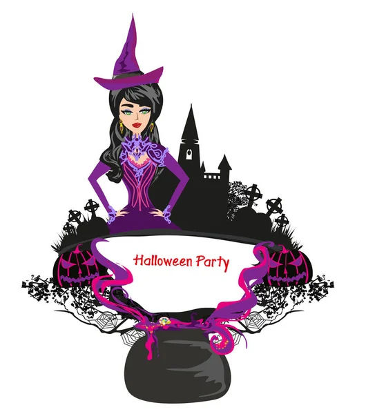 Halloween Witch Decoratief Frame — Stockvector