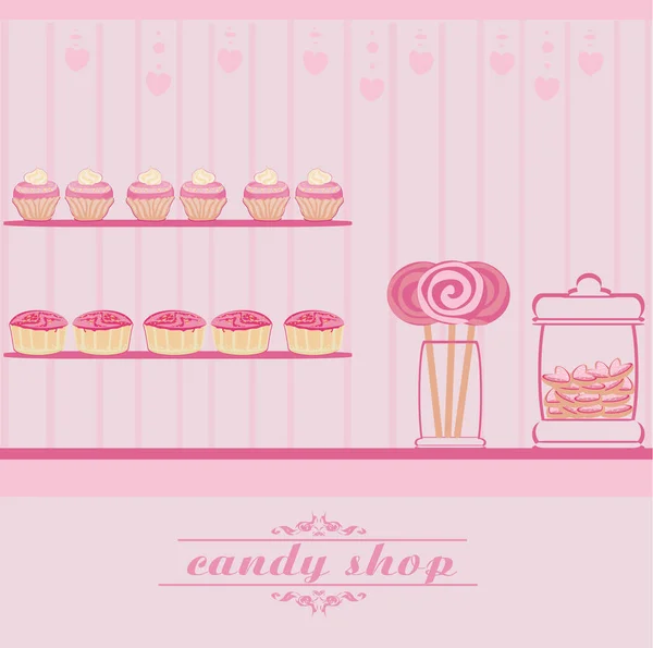 Geschäft Mit Süßigkeiten Und Schokolade — Stockvektor