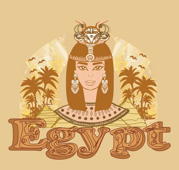 エジプトの女王とビンテージのバナー — ストックベクタ