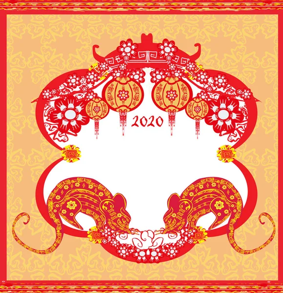 Happy chinese new year 2020 - Year of the rat — Stock Vector