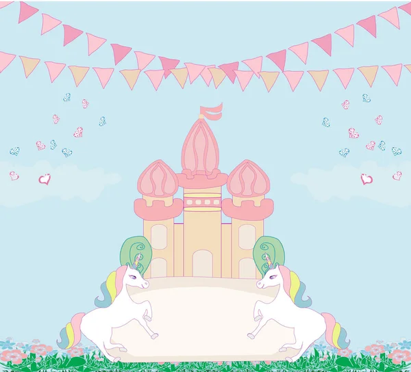 Card with a cute unicorns — Stock Vector