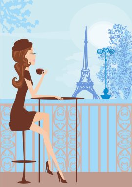 güzel bir kız Paris Café