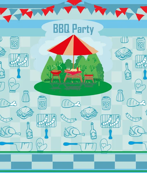 Barbecue Party Invitation card — Stock Vector