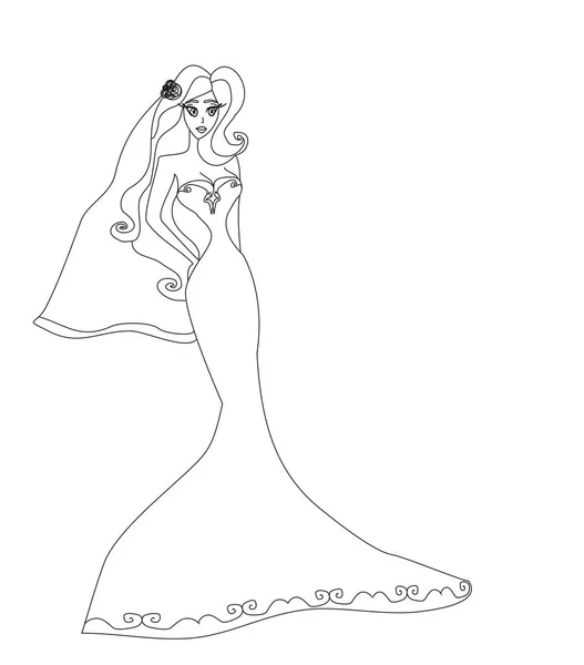 Bella sposa - illustrazione doodle — Vettoriale Stock
