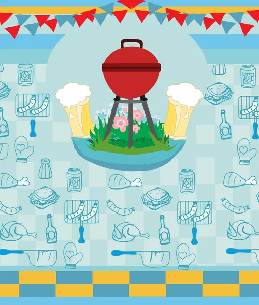 Barbecue Party Carte d'invitation — Image vectorielle