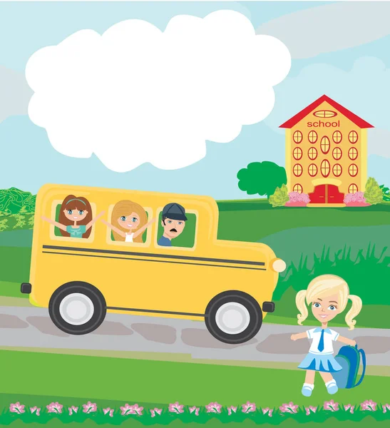 Glückliche Kinder gehen zur Schule — Stockvektor