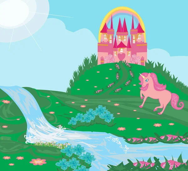 Güzel bir tek boynuzlu atın olduğu bir kart.