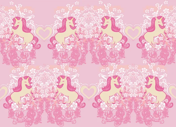 Seamless pattern with cute unicorns — Stock Vector