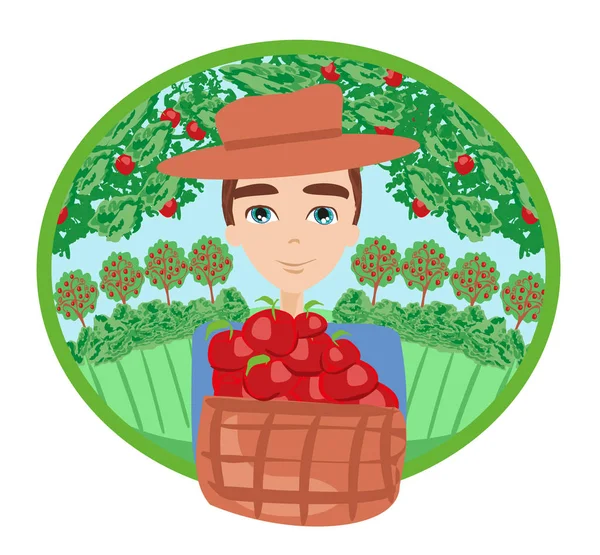 Логотип вибору яблука, людина з яблуком . — стоковий вектор