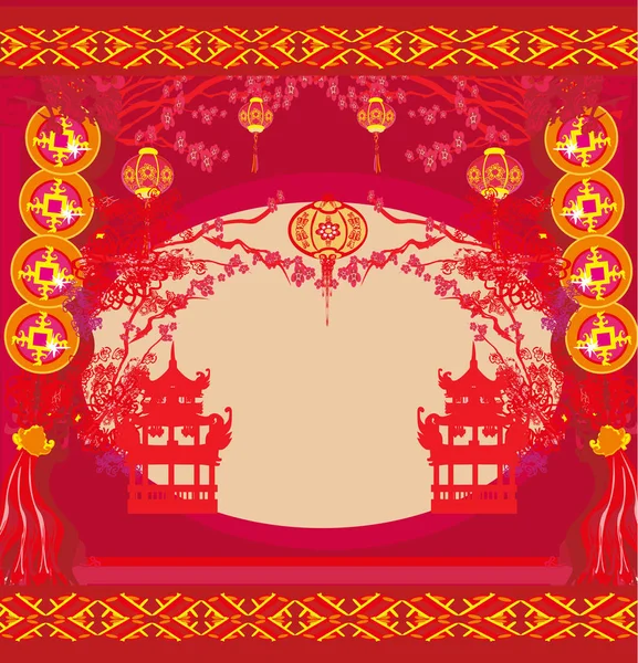 Fête de la mi-automne pour le Nouvel An chinois - carte — Image vectorielle