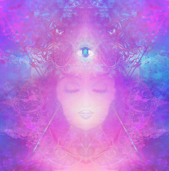 Woman with third eye, psychic supernatural senses