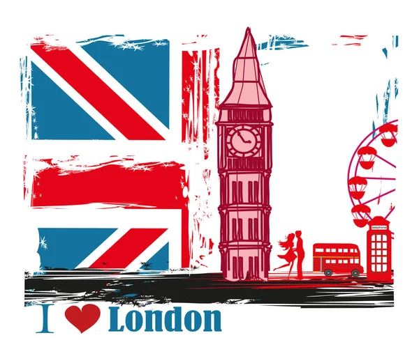 Cornice grunge con icone di Londra — Vettoriale Stock