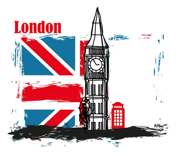 Bandiera Grunge con Londra — Vettoriale Stock