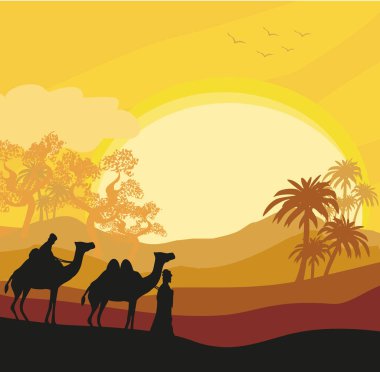 Vahşi Afrika manzara Bedevi deve karavan