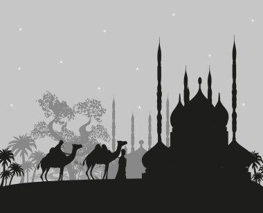 Bedevi deve kervanı vahşi Afrika manzara resimlerinde