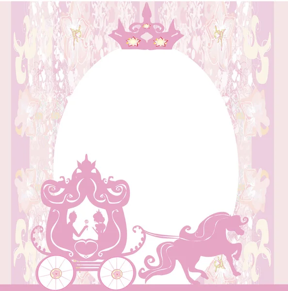 Vintage carriage pink invitation — Stock Vector