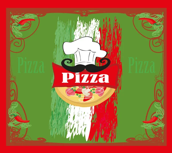 Pizza achtergrond ontwerp menukaart — Stockvector