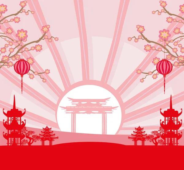 Fête de la mi-automne pour le Nouvel An chinois - carte — Image vectorielle