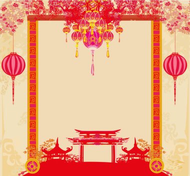 Çin Yeni Yıl Festivali için Sonbahar ortası Kartı