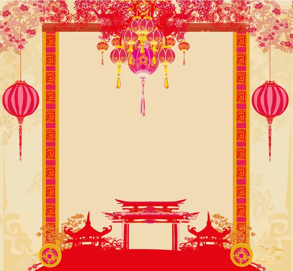 Фестиваль середины осени для китайского Нового года - открытка — стоковый вектор