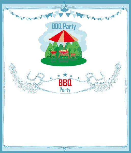 Barbecue Party Invitation Card — Stock Vector