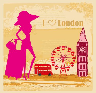 Londra'da zarif turist, soyut kart