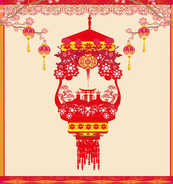 Fête de la mi-automne pour le Nouvel An chinois - carte — Image vectorielle