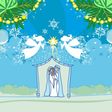 Melekler Noel Dini Doğuş Sahne Kartı