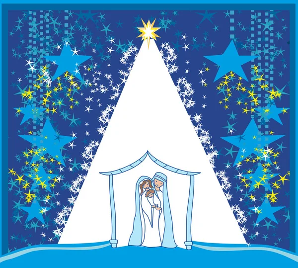 Birth of Jesus in Bethlehem - abstract card — Stock Vector
