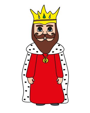Beyaz arka plan üzerinde komik karikatür Kral-izole Doodle 