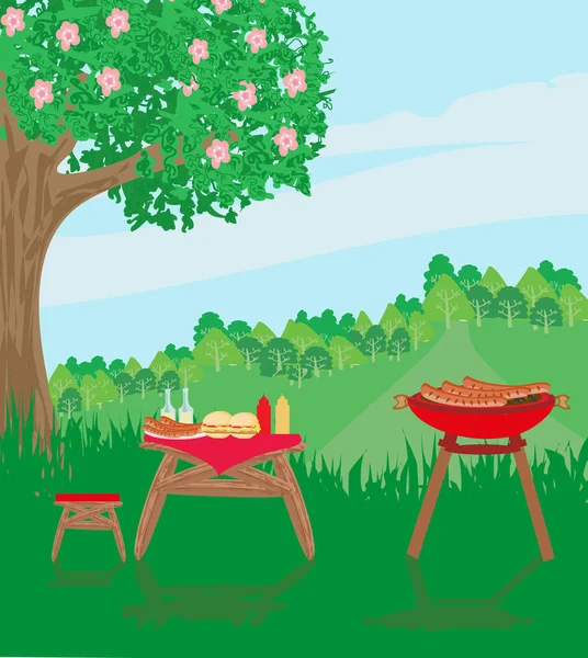 Piknik Barbekü partisi Açık Rekreasyon — Stok Vektör