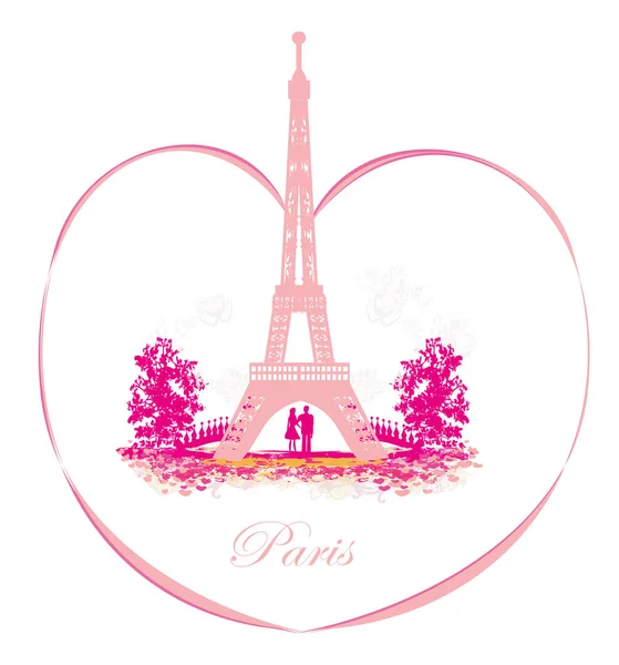 Couple romantique à Paris - carte abstraite — Image vectorielle