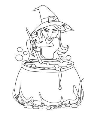 Cadılar Bayramı cadısı iksir hazırlıyor