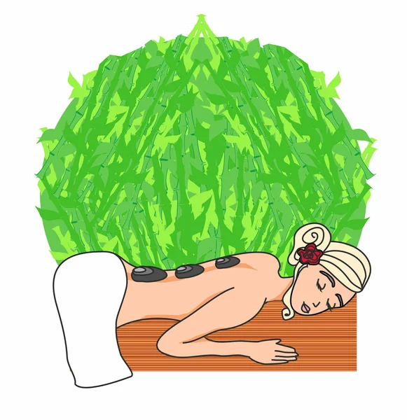 Donna sdraiata per massaggio spa — Vettoriale Stock