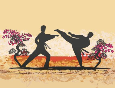 karate savaşçıların yaratıcı soyut illüstrasyon