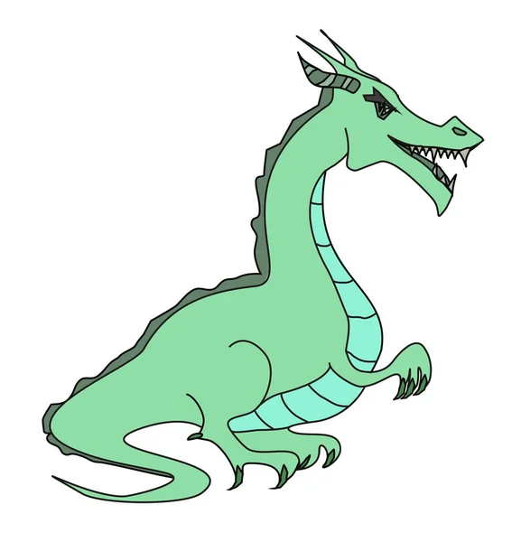Cartoon dragon, doodle illustration — Stock Vector