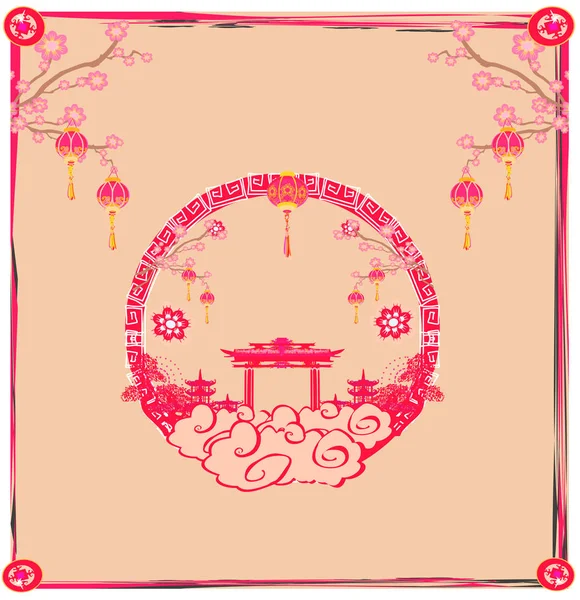 Fête de la mi-automne pour le Nouvel An chinois - carte — Image vectorielle