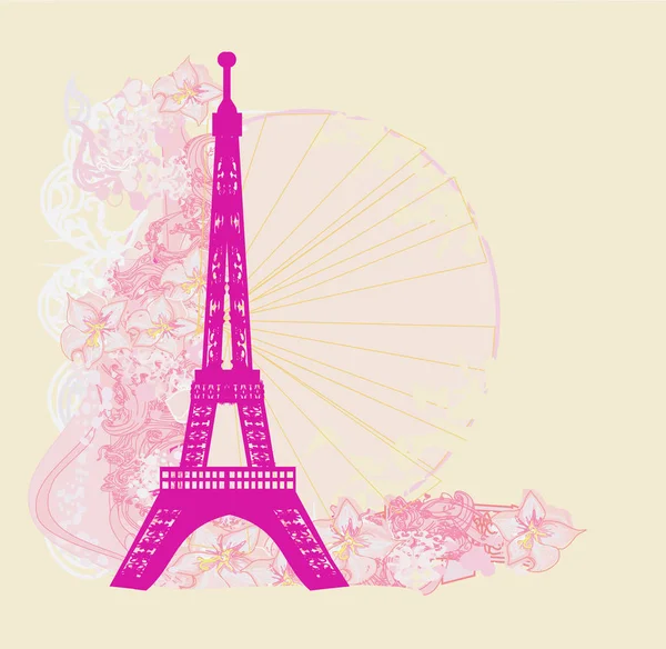 Carte abstraite Tour Eiffel rétro vintage — Image vectorielle