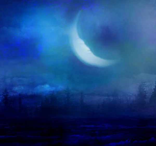 Grunge image of moon landscape — Stock Photo, Image