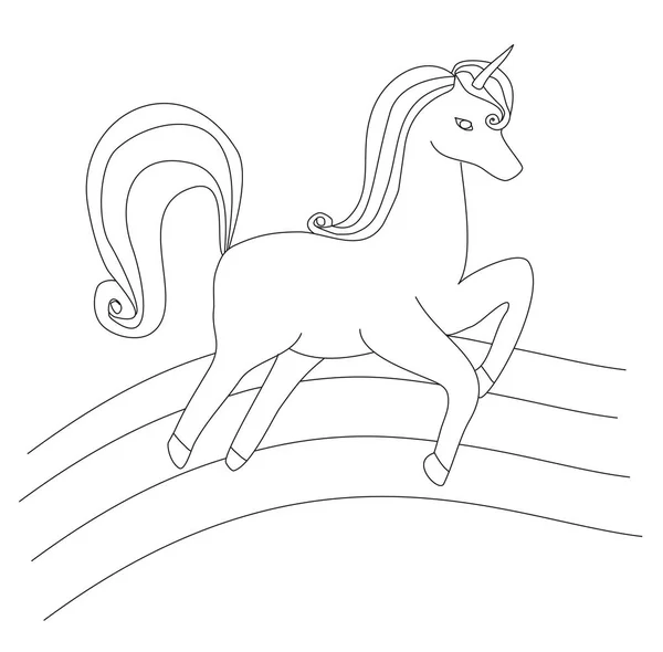 Unicorno del fumetto di fantasia disegnato a mano, scarabocchio carino . — Vettoriale Stock
