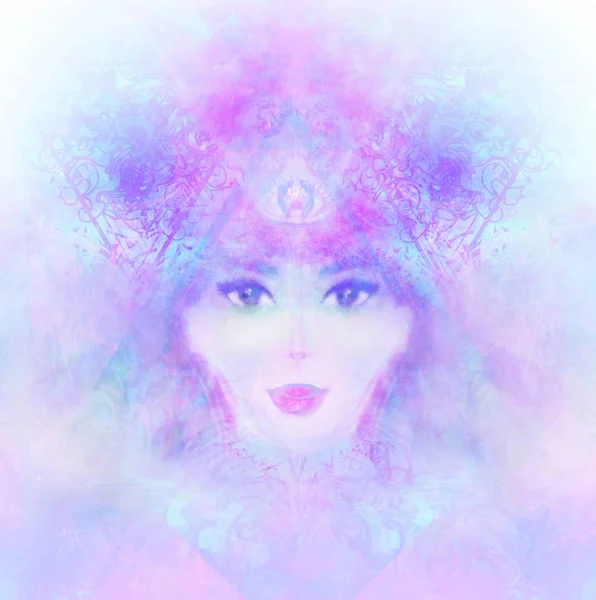 Woman with third eye, psychic supernatural senses — Stock Photo, Image