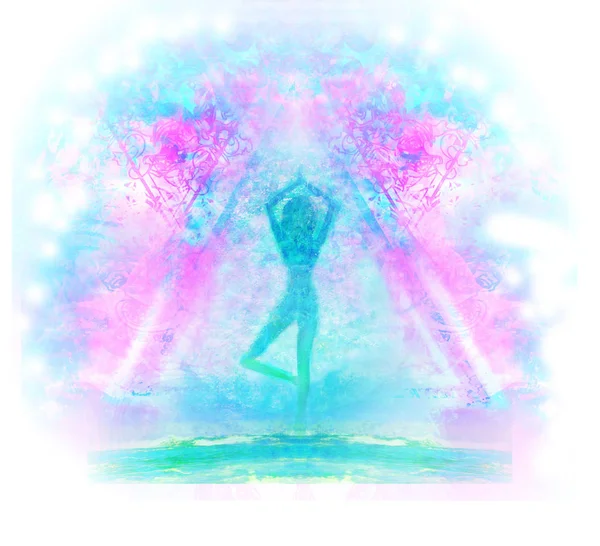 Yoga-Baum des Lebens - abstrakte Karte — Stockfoto