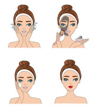 Temizlik kız ve onun yüz bakımı.