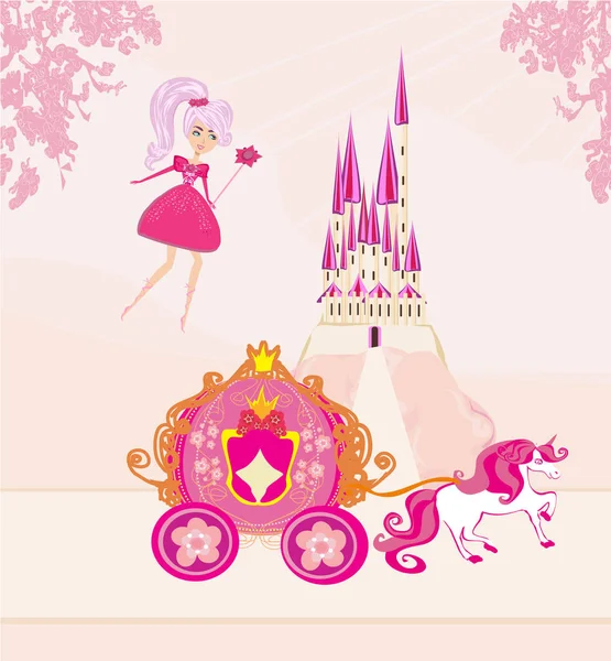 Illustration of a fairy and magical carriage — Stock Vector